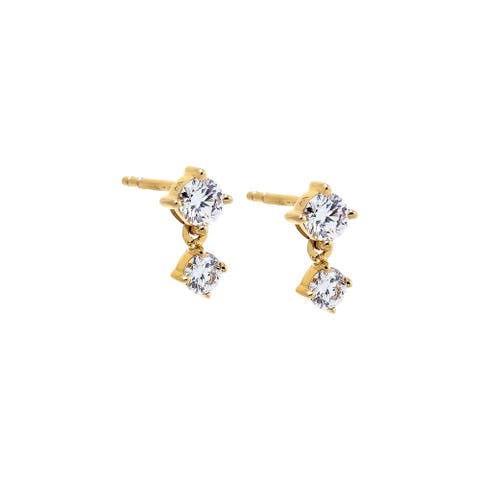 Lab Grown Diamond Double Round Stud Earring 14K
