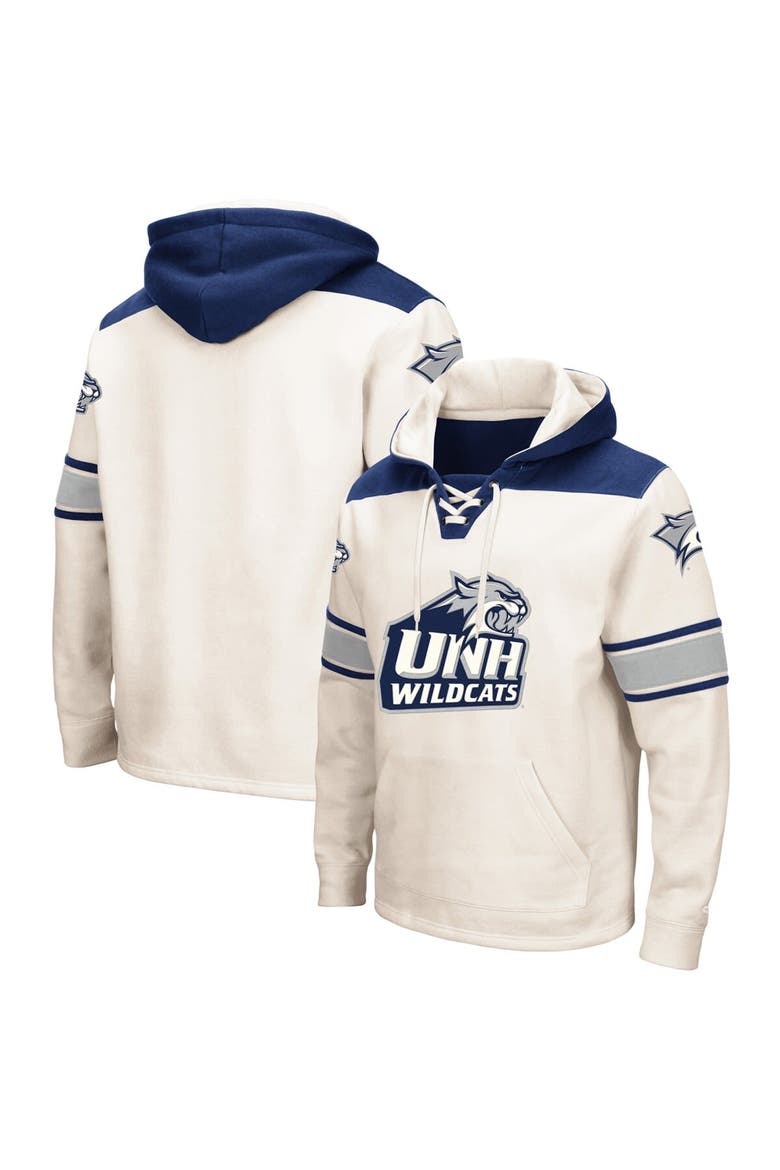 Men's Colosseum Cream New Hampshire Wildcats 2.0 Lace-Up Pullover Hoodie, Main, color, Cream
