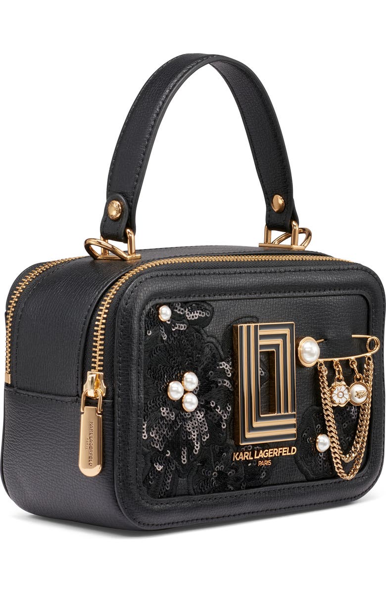 KARL LAGERFELD PARIS Simone Crossbody Bag, Alternate, color, Black/ Gold