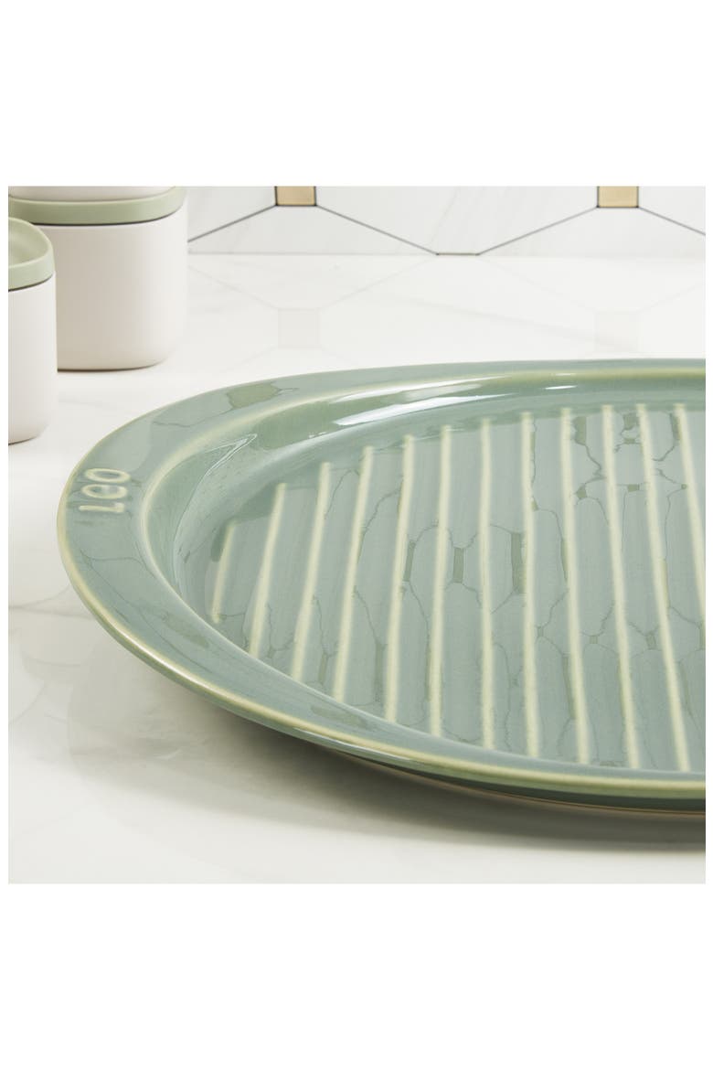 Leo Balance Ribbed Ceramic Pizza Tray, Alternate, color, SAGE