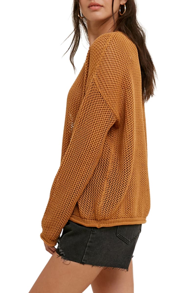 WISHLIST Open Stitch Sweater, Alternate, color, Caramel