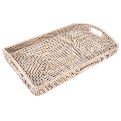 Artifacts Rattan Rectangular Serving Tray With High Handles