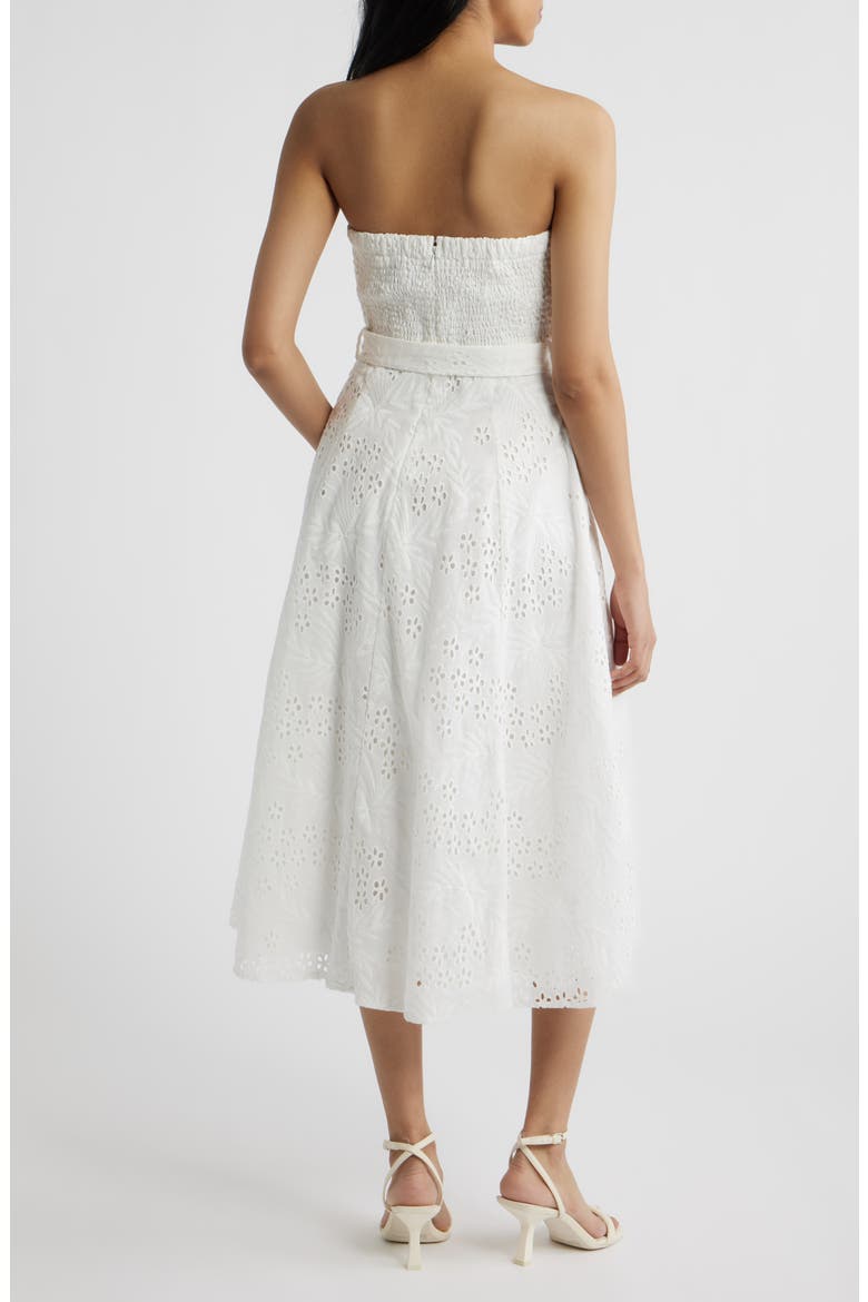 Strapless Cotton Eyelet Dress, Alternate, color, WHITE