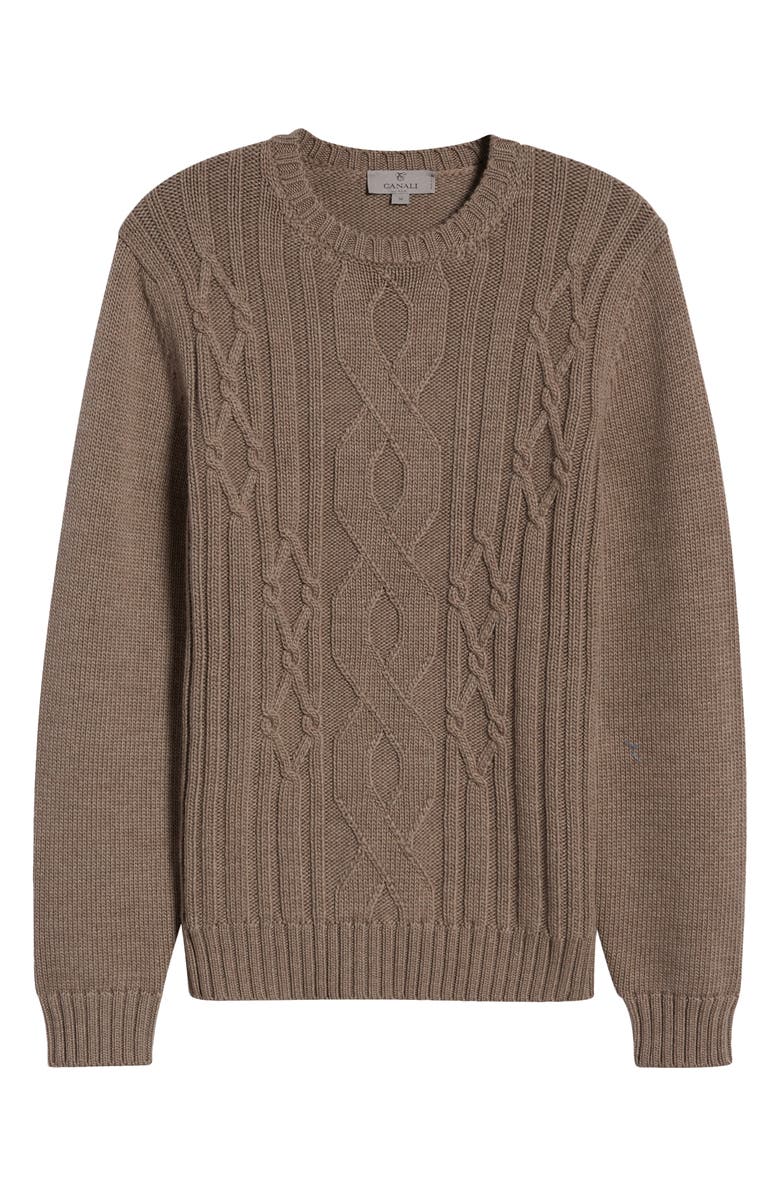 Canali Cable Knit Wool Crewneck Sweater, Alternate, color,