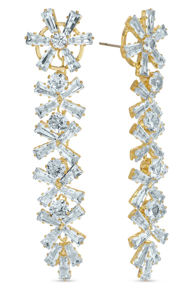 Glendale Cubic Zirconia Drop Earrings, Main, color, GOLD