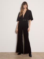 Apricot Angel Sleeve Jersey Crepe Jumpsuit