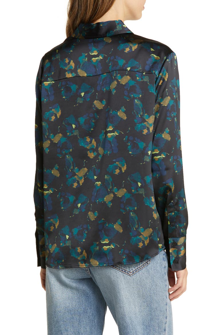 Abstract Floral Button-Up Shirt, Alternate, color, BLACK- BLUE LAYERED FLORAL