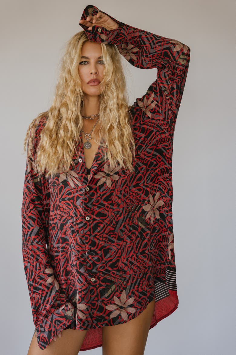 Boyfriend Shirt Ritz, Alternate, color, Red, Black & Grey