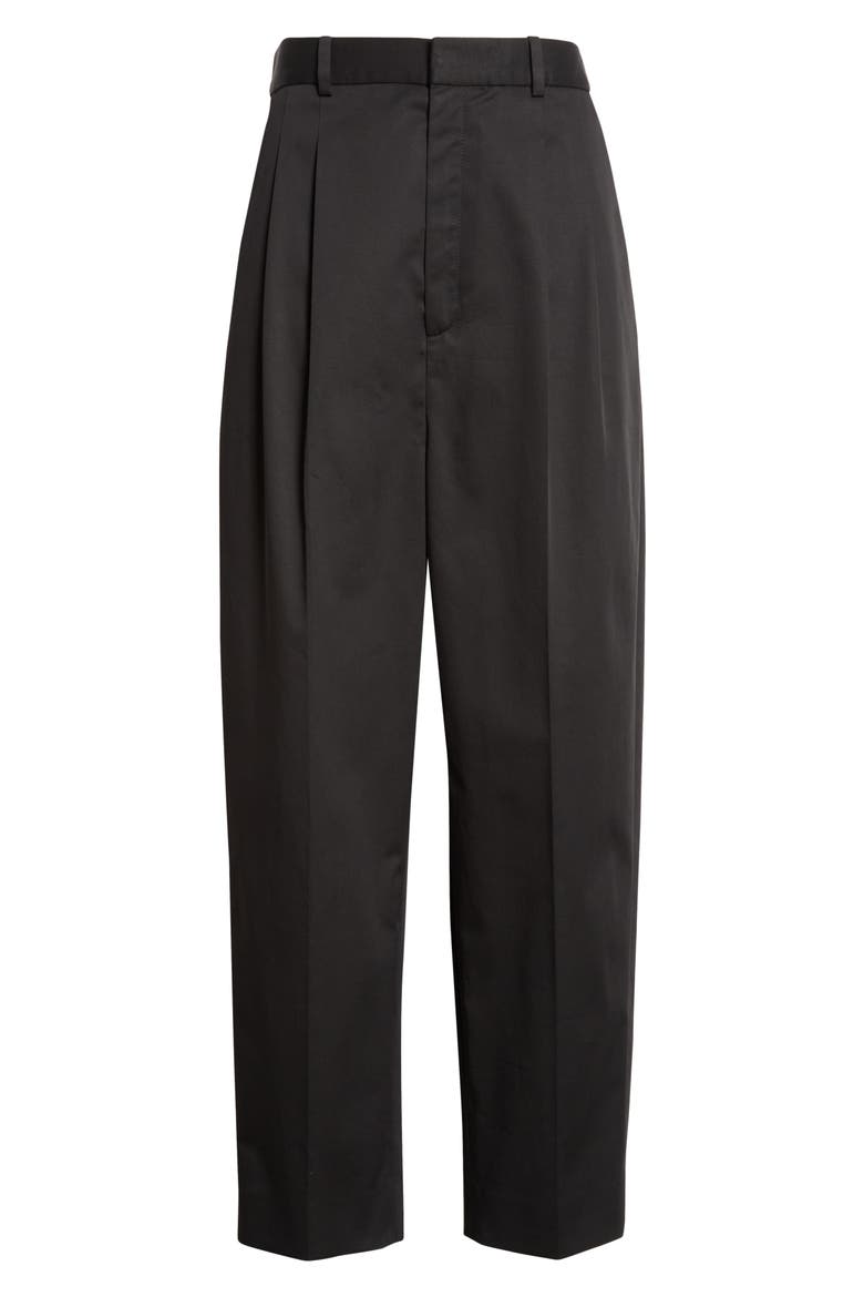 Rosen Pleated Cotton Stretch Twill Pants, Alternate, color, BLACK