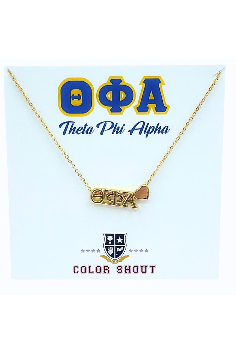 Theta Phi Alpha Sorority Gold Heart Necklace, Main, color, Yellow Gold