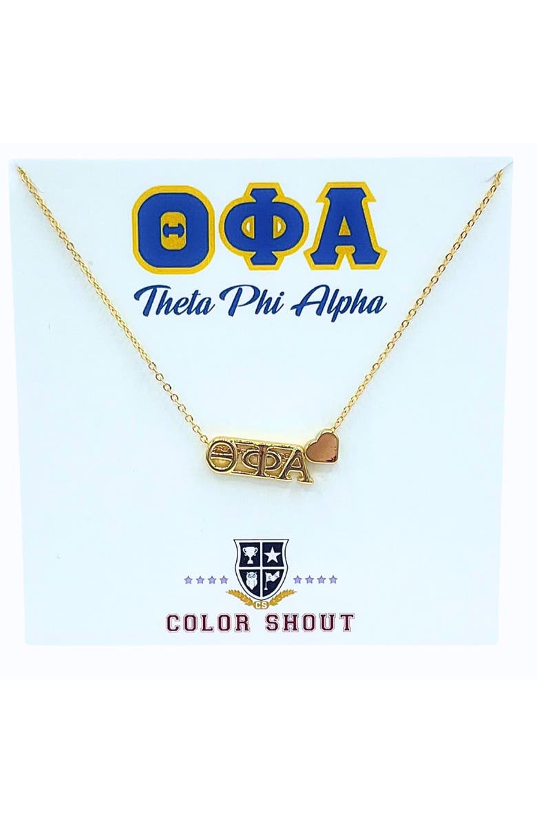 Color Shout Theta Phi Alpha Sorority Gold Heart Necklace, Main, color, Yellow Gold
