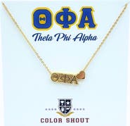 Color Shout Theta Phi Alpha Sorority Gold Heart Necklace