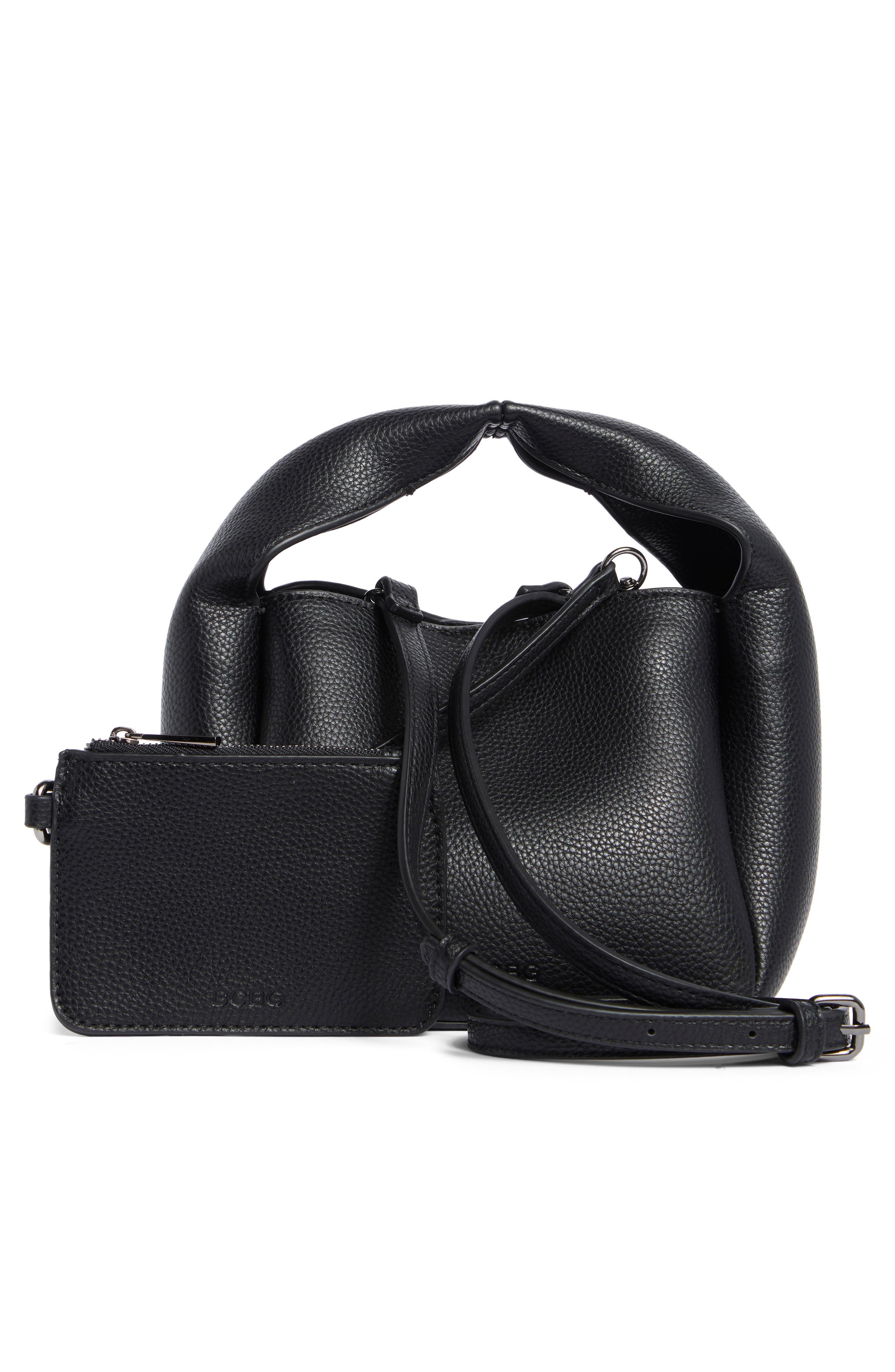BCBG Petite Top Handle Bag with Pouch, Alternate, color, Black