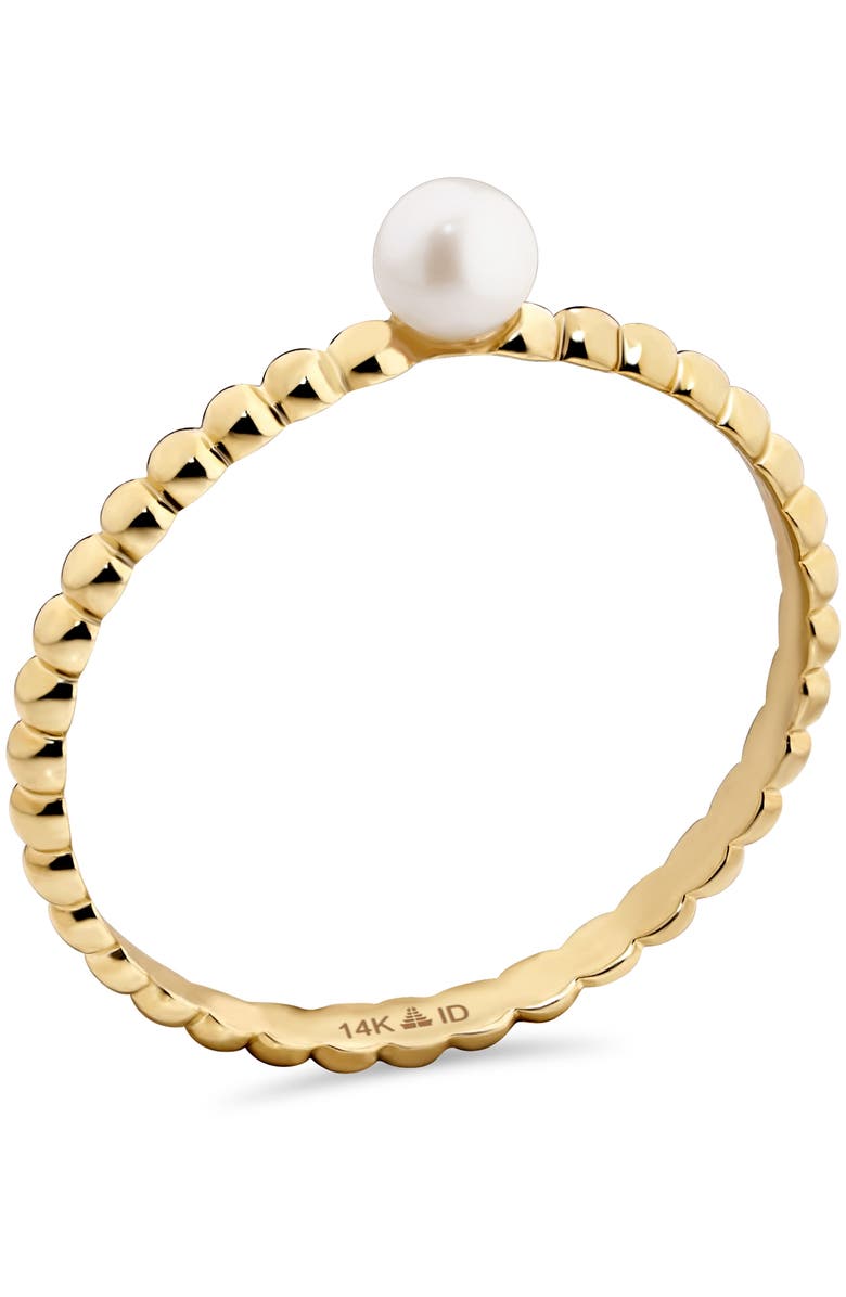 DEVATA Freshwater Pearl Beaded Ball Ring in 14K Gold, 3mm, Alternate, color, Yellow Gold