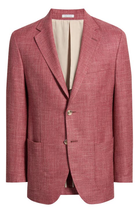 Hyperlight Soft Red Slub Wool & Silk Blend Sport Coat (Regular & Big)