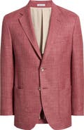 Peter Millar Hyperlight Soft Red Slub Wool & Silk Blend Sport Coat