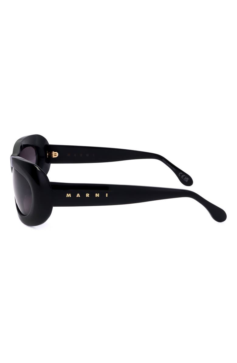 Marni 59mm Wrap Oval Sunglasses, Alternate, color, Black / Grey
