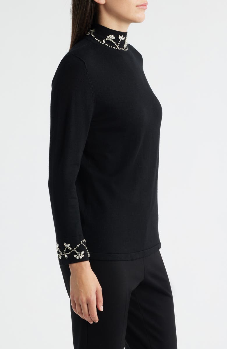 Anne Klein Embellished Mock Neck Sweater, Alternate, color,