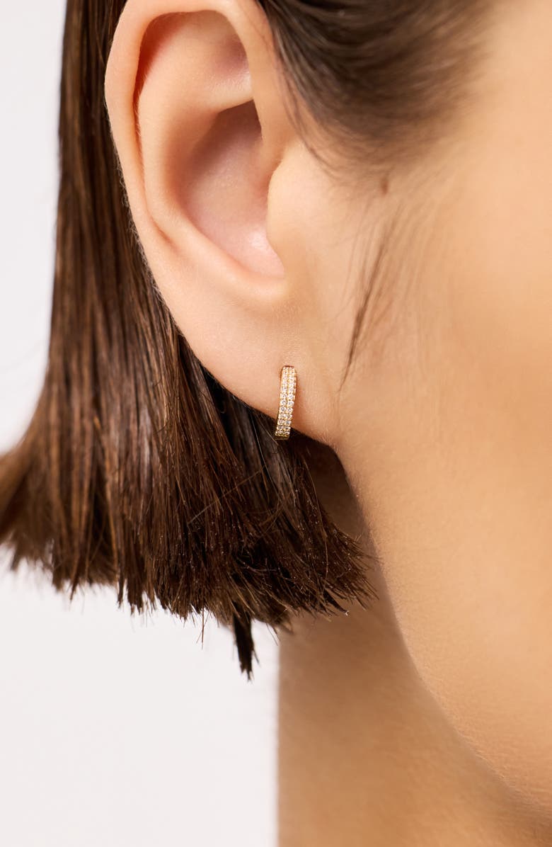 Ana Luisa Diamond Hoop Earrings - Diamond Double Row Huggie Hoops, Alternate, color, Gold