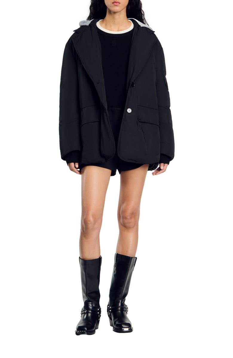 SANDRO Coat with contrasting hood, Alternate, color, 