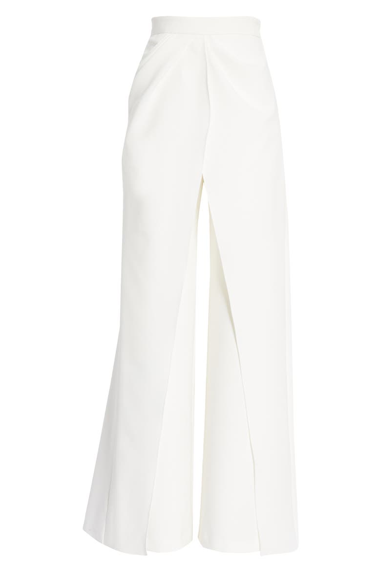 Draped Waist Crepe Wide Leg Pants, Alternate, color, IVORY