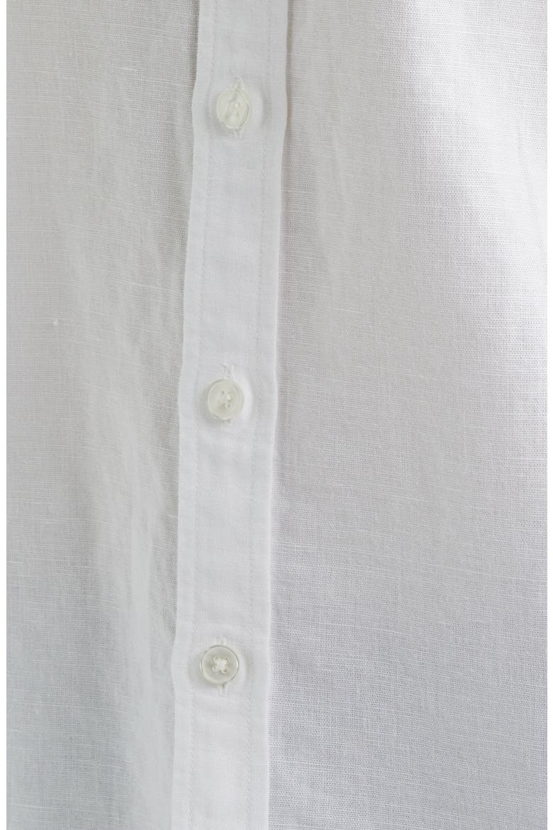 Solid Linen & Cotton Button-Up Shirt, Alternate, color, WHITE