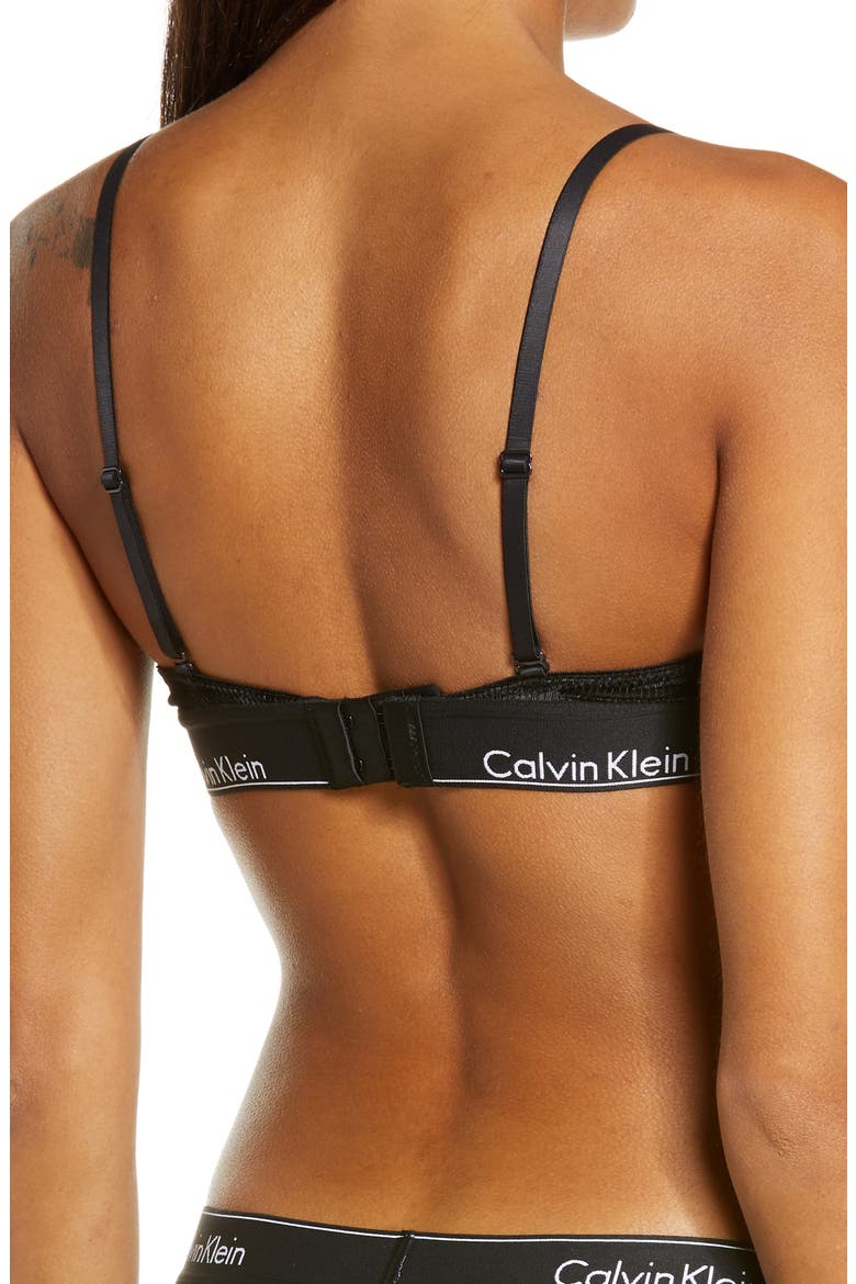 Unlined Velvet Triangle Bra, Alternate, color, BLACK/ BLACK