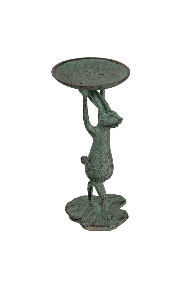 Storied Home Cast Iron Rabbit Pillar Candle Holder (Holds 3 Inch Pillar Candle), Patina Finish, Main, color, Green