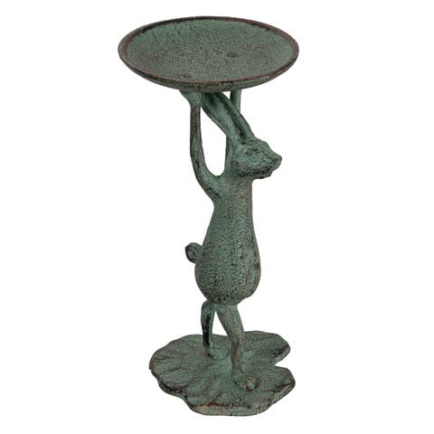 Cast Iron Rabbit Pillar Candle Holder (Holds 3 Inch Pillar Candle), Patina Finish