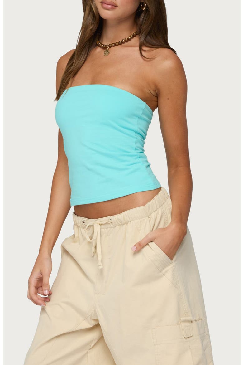 Shelf Bra Stretch Cotton Tube Top, Alternate, color, TURQUOISE