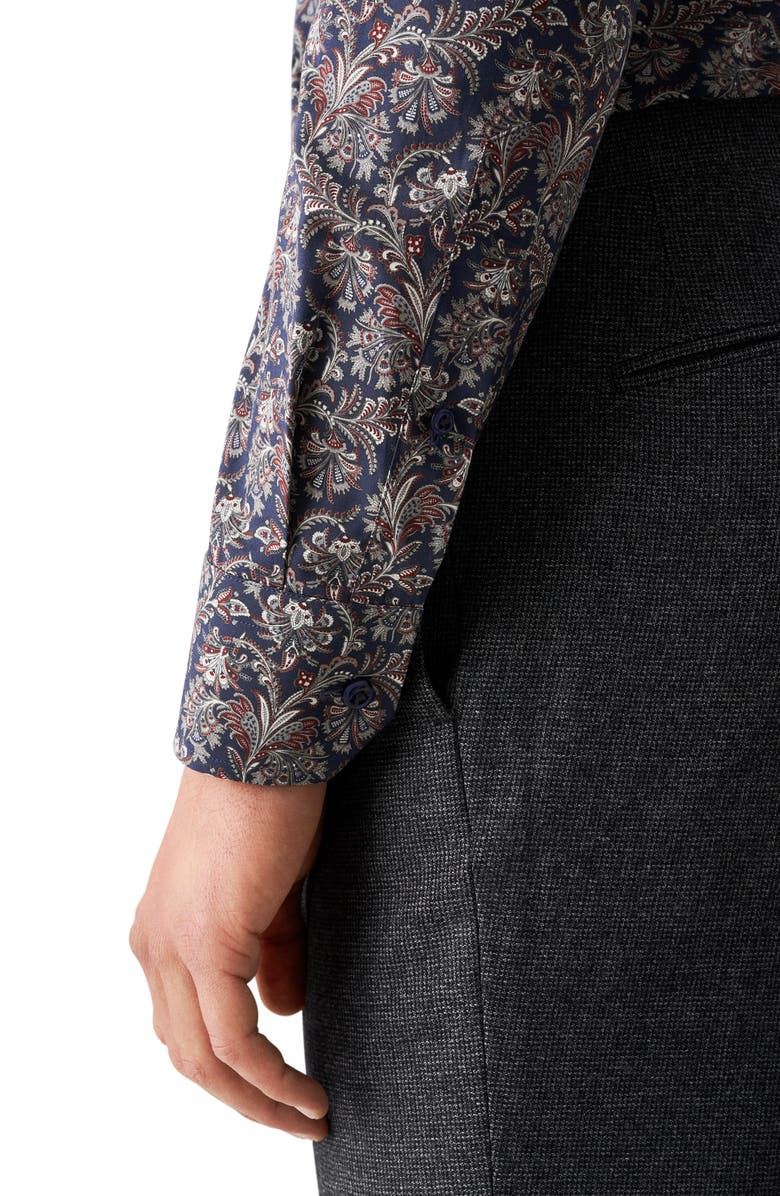 Eton Slim Fit Paisley Dress Shirt, Alternate, color, Navy