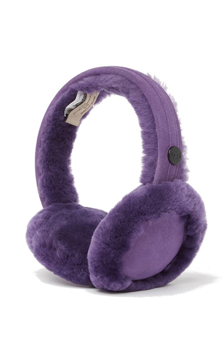 UGG Genuine Dyed Shearling Single U Ear Muffs, Main, color, PURPLE