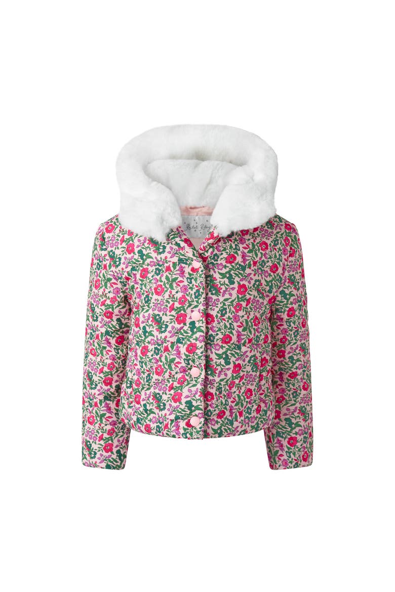 Floral Hooded Puffer Jacket, Main, color, Pink