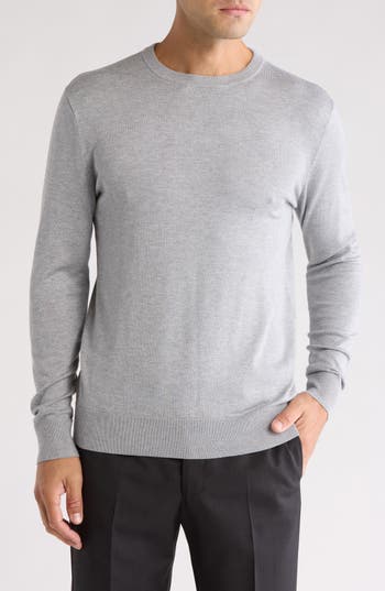 Tom Baine Solid Crewneck Pullover In Grey