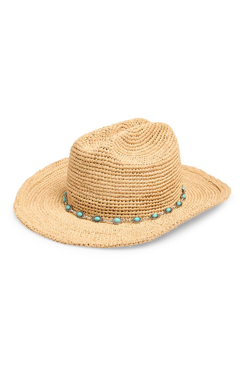 Raffia Cowboy Hat, Main, color, NATURAL