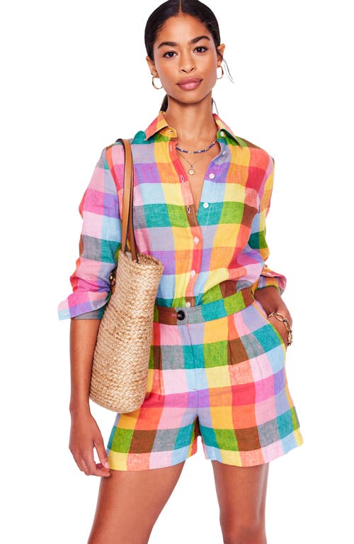 Shop Boden Sienna Check Linen Button-up Shirt In Multi Gingham