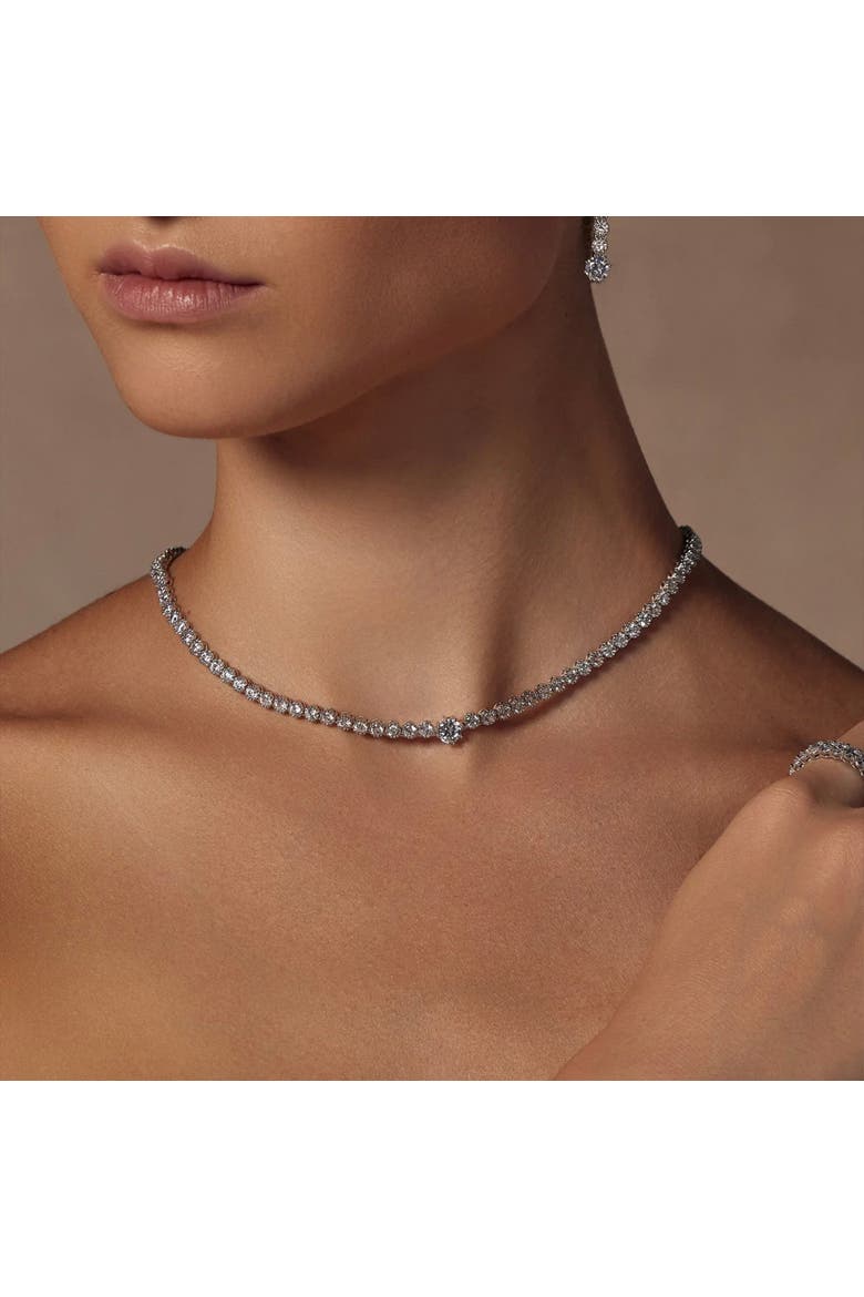 Celeste Tennis Necklace, Bracelet & Earring Set Dainty Jewelry, Alternate, color, Silver