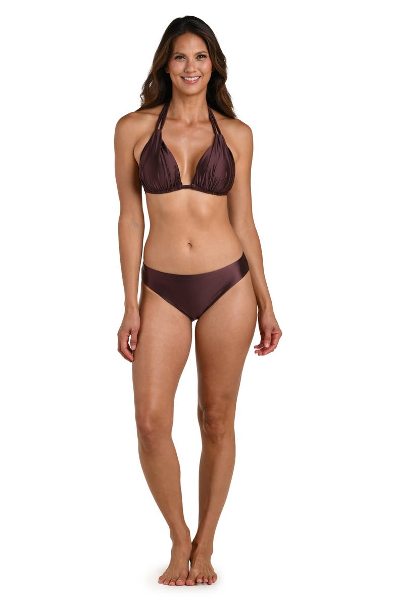 La Blanca Earth Halter Bikini Top, Alternate, color, Truffle