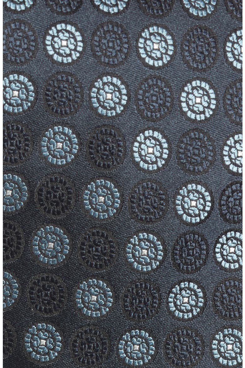 Medallion Silk Tie, Alternate, color, NAVY