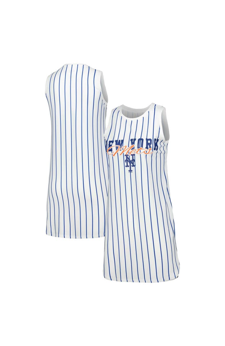 CONCEPTS SPORT Women's Concepts Sport White New York Mets Reel Pinstripe Knit Sleeveless Nightshirt, Main, color, White