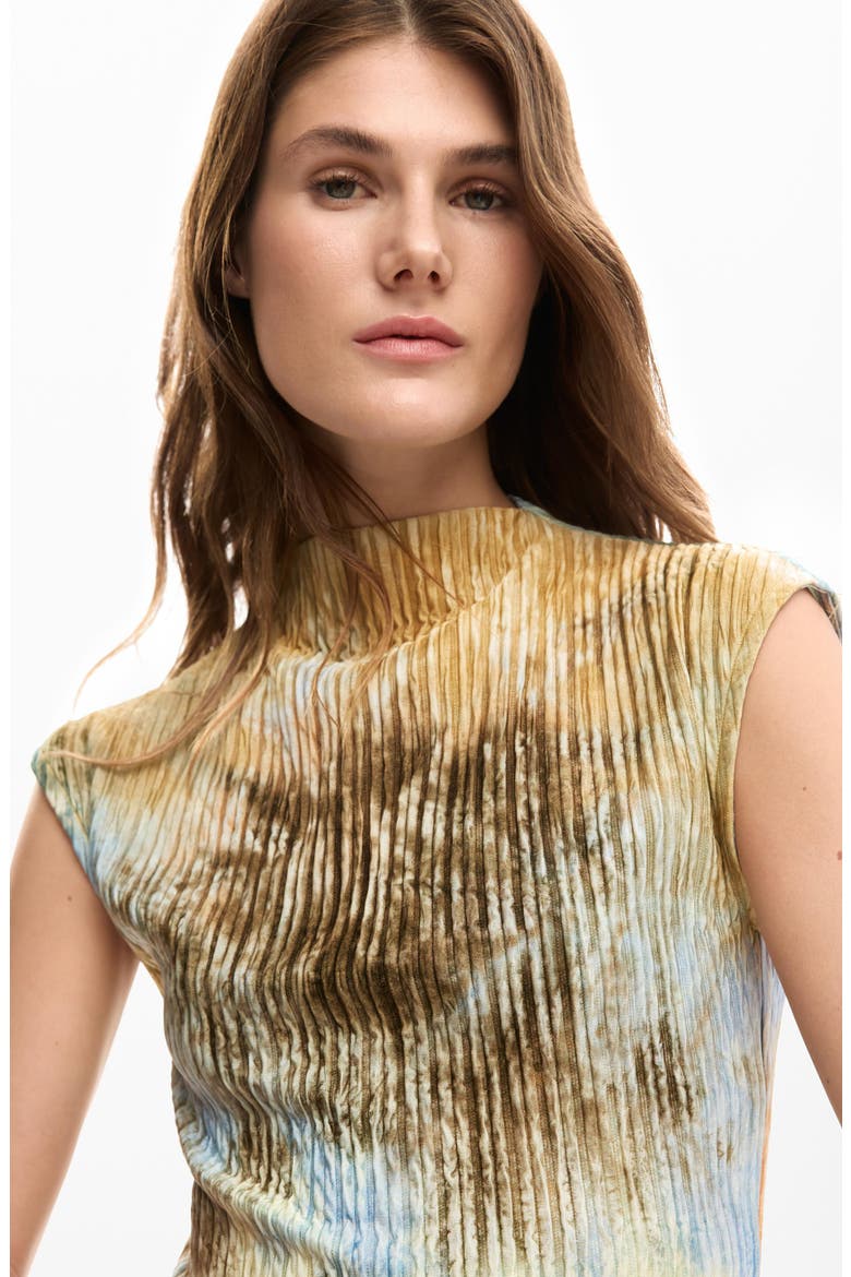 Abstract Print Funnel Neck Dress, Alternate, color, OFF WHITE