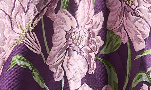 Sister Jane Floraison Floral Jacquard Puff Sleeve Dress In Pink