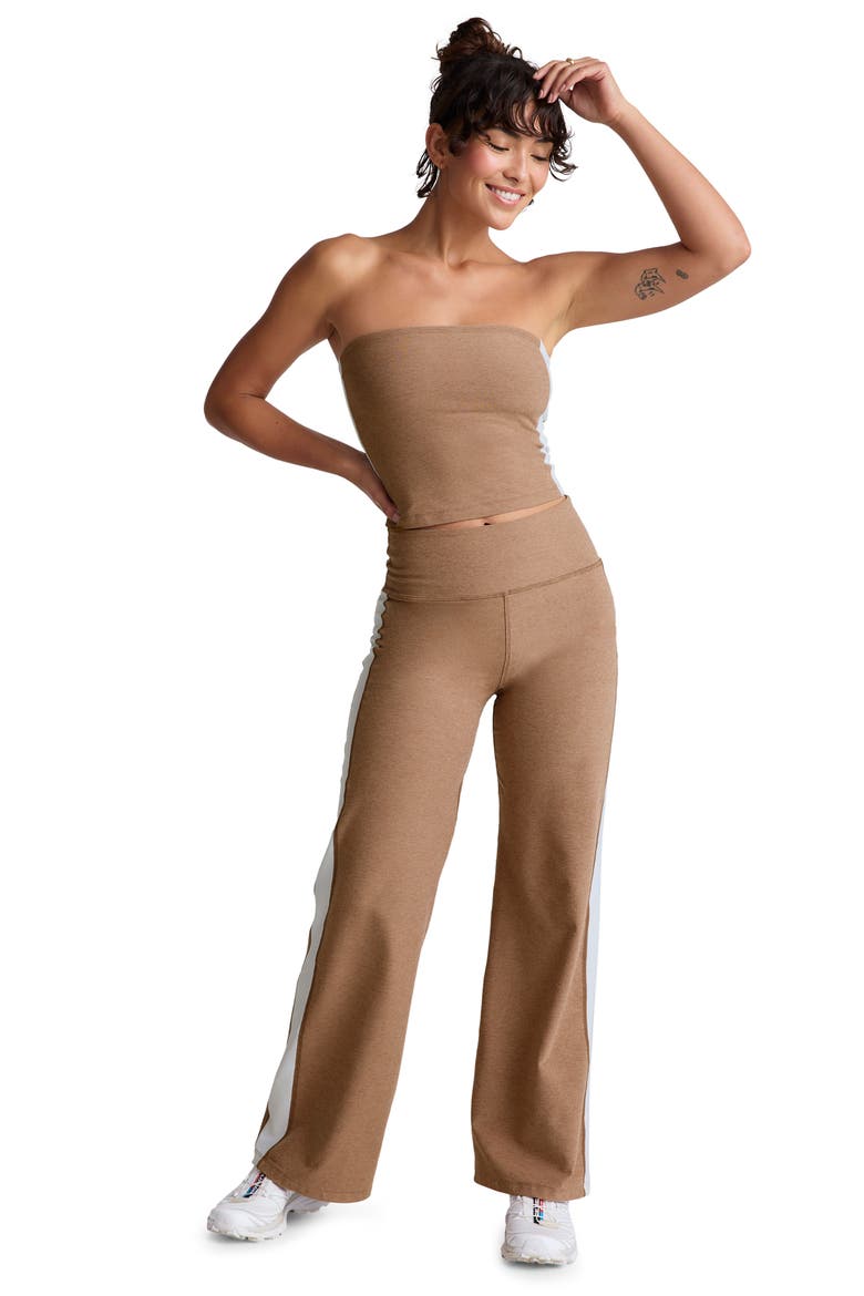 Space Dye Strapless Stripe Crop Top, Alternate, color, DESERT SAND/ CLOUD WHITE