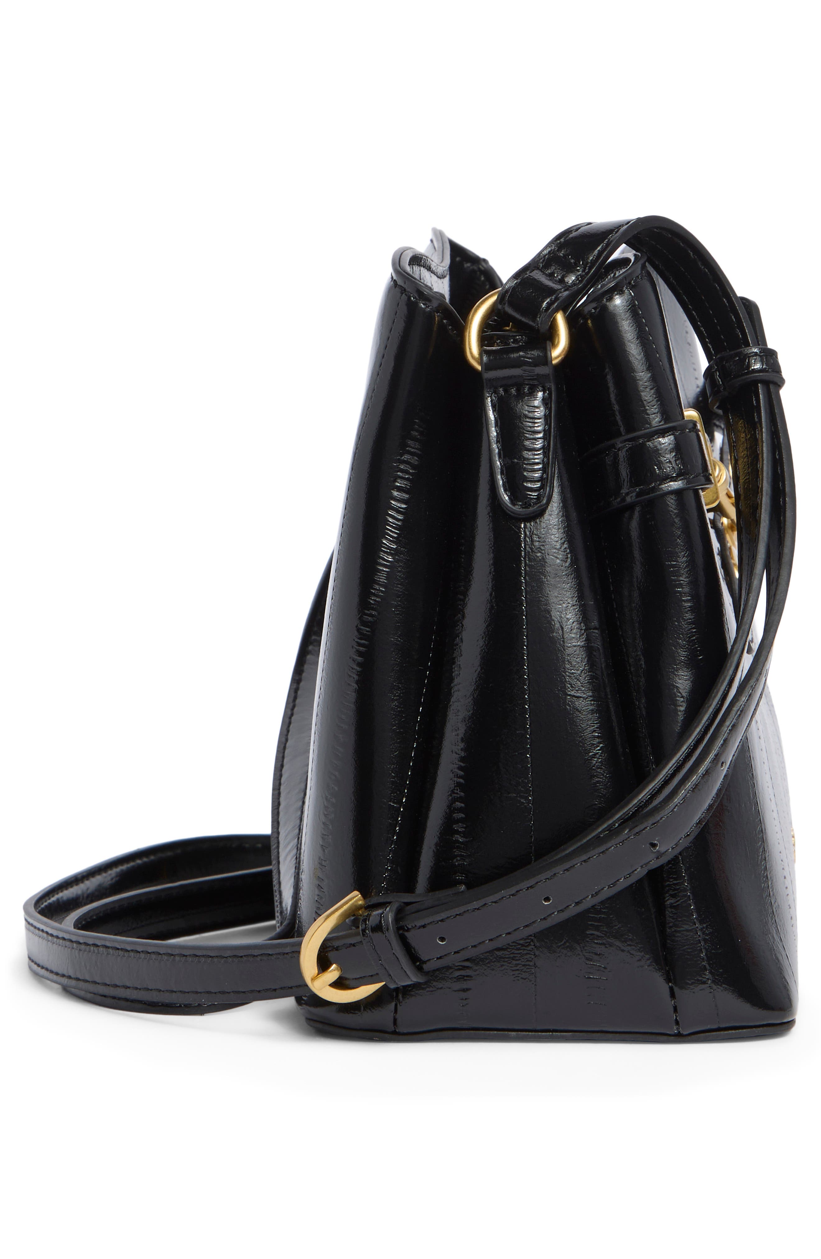 Holden Faux Eel Crossbody Bag, Alternate, color, BLACK