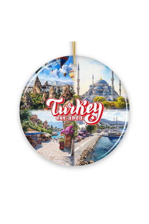 Turkey Est 1923 Landmarks Ceramic Ornament - Version 1