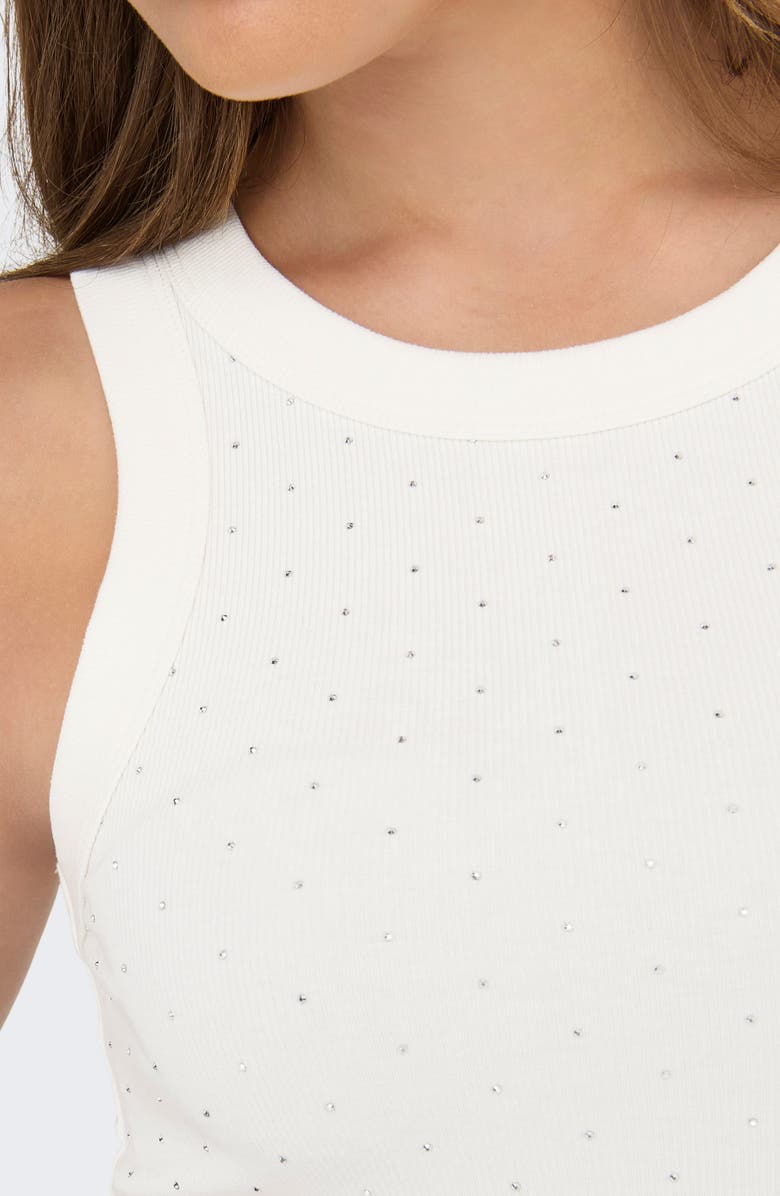 Only Arnhem Rhinestone Sleeveless Top, Alternate, color, Cloud Dancer Detail Silver Rs