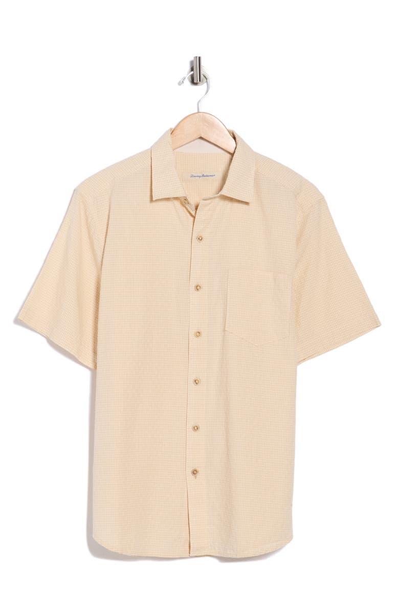 Tommy Bahama Dockside Dobby Short Sleeve Button-Up Shirt, Alternate, color, Coconut Cream