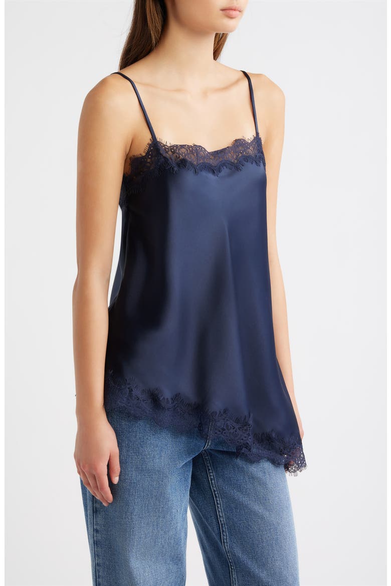 Tansy Satin and Lace Cami, Alternate, color, NAVY