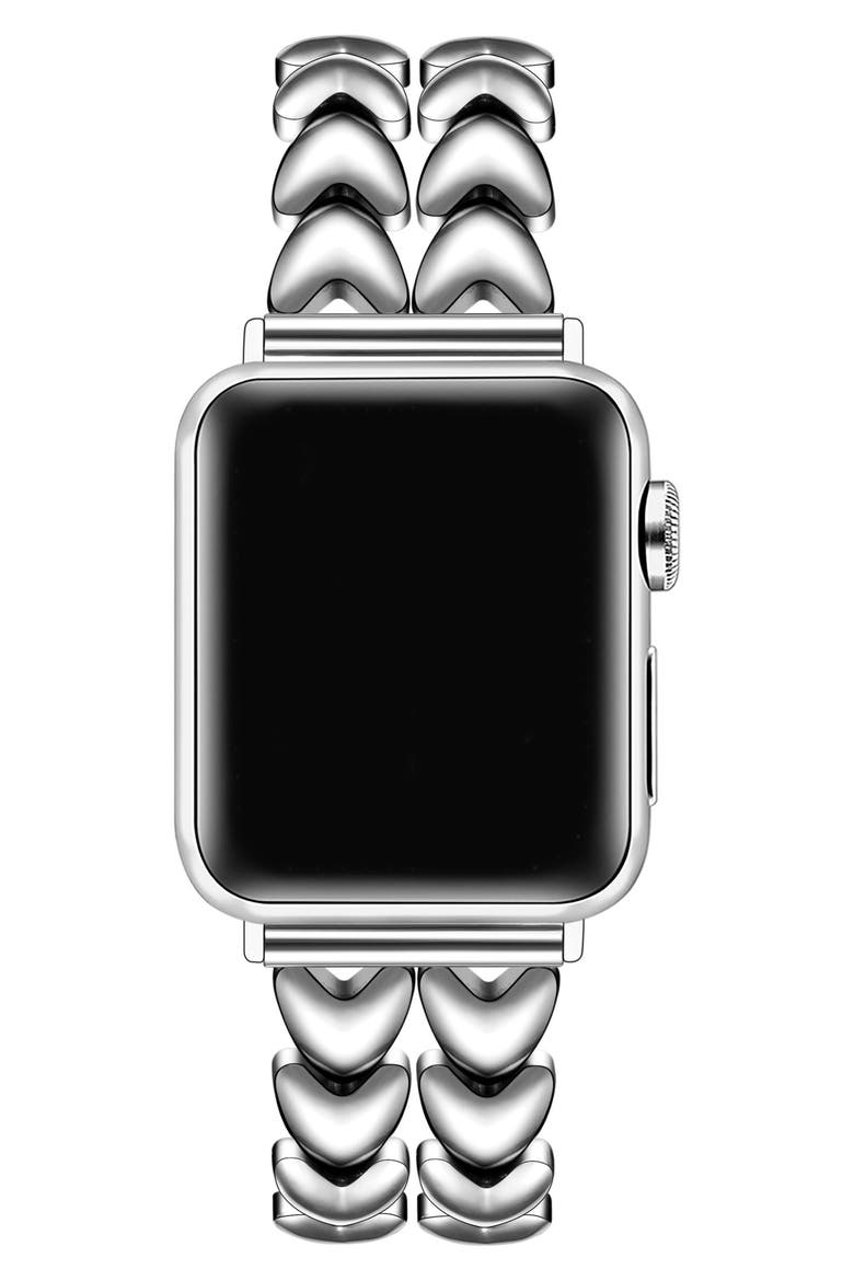 Crush Hearts Apple Watch® Bracelet Watchband, Alternate, color, SILVER