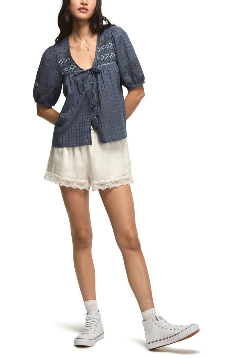 Lucky Brand Smock Button-Up Top, Alternate, color, Vintage Indigo